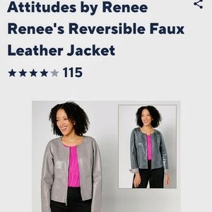 Attitudes by Renee Reversible Faux Leather Jacket - Silver and Gray